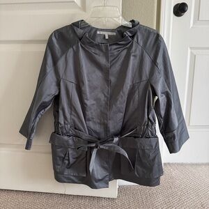 Shiatzy Chen Gray Trench Coat with Belt and 3/4 Sleeves